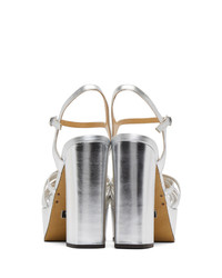 silberne Leder Sandaletten von Marc Jacobs