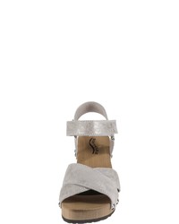 silberne Leder Sandaletten von Softclox