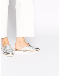 silberne Leder Slipper von Asos