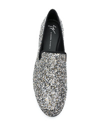 silberne Leder Slipper von Giuseppe Zanotti Design