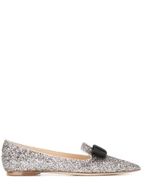 silberne Leder Slipper von Jimmy Choo