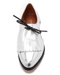 silberne Leder Slipper von Rebecca Minkoff