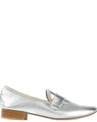 silberne Leder Slipper von Repetto