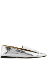silberne Leder Slipper von Sergio Rossi