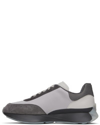 silberne Leder Sportschuhe von Alexander McQueen