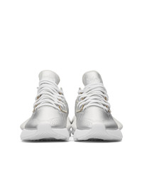 silberne Leder Sportschuhe von Y-3