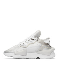 silberne Leder Sportschuhe von Y-3