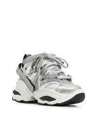 silberne Leder Sportschuhe von DSQUARED2