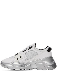 silberne Leder Sportschuhe von VERSACE JEANS COUTURE