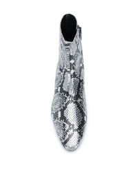 silberne Leder Stiefeletten mit Schlangenmuster von Balenciaga