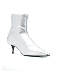 silberne Leder Stiefeletten von Giuseppe Zanotti Design