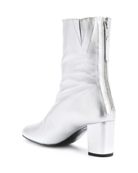 silberne Leder Stiefeletten von Courreges