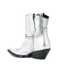 silberne Leder Stiefeletten von Maison Margiela