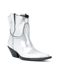 silberne Leder Stiefeletten von Maison Margiela