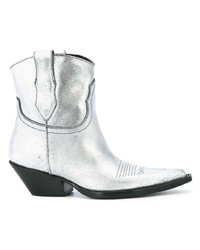 silberne Leder Stiefeletten von Maison Margiela