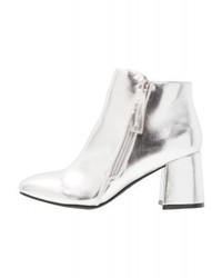 silberne Leder Stiefeletten von New Look