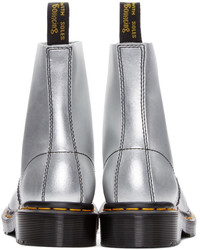 silberne Leder Stiefeletten von Dr. Martens