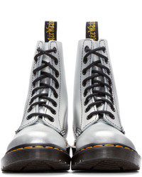 silberne Leder Stiefeletten von Dr. Martens