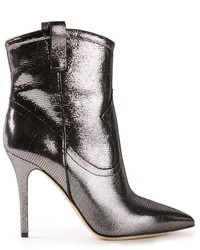 silberne Leder Stiefeletten