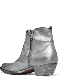 silberne Leder Stiefeletten von Golden Goose Deluxe Brand