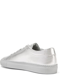 silberne Leder Turnschuhe von Common Projects