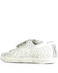 silberne Leder Turnschuhe von Golden Goose