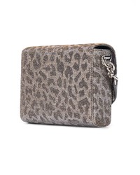 silberne Leder Umhängetasche mit Leopardenmuster von Dolce & Gabbana