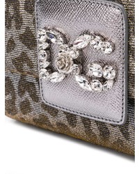 silberne Leder Umhängetasche mit Leopardenmuster von Dolce & Gabbana