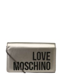 silberne Leder Umhängetasche von Love Moschino