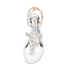 silberne Ledersandalen von Badgley Mischka