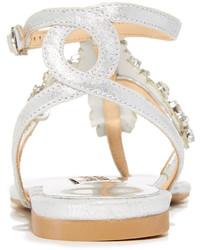 silberne Ledersandalen von Badgley Mischka