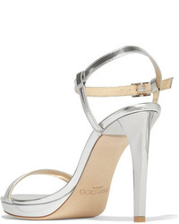 silberne Ledersandalen von Jimmy Choo