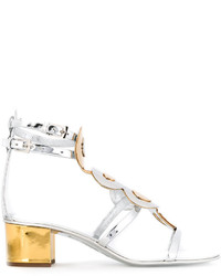 silberne Ledersandalen von Giuseppe Zanotti Design