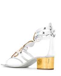 silberne Ledersandalen von Giuseppe Zanotti Design