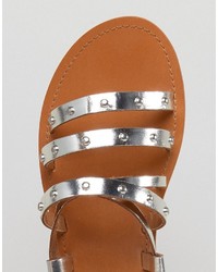 silberne Ledersandalen von Pull&Bear