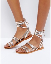 silberne Ledersandalen von Pull&Bear