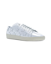 silberne niedrige Sneakers von Saint Laurent