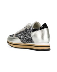 silberne niedrige Sneakers von Philippe Model