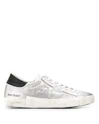 silberne niedrige Sneakers von Philippe Model