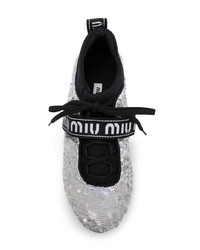 silberne niedrige Sneakers von Miu Miu