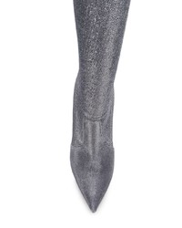 silberne Overknee Stiefel aus Leder von Casadei