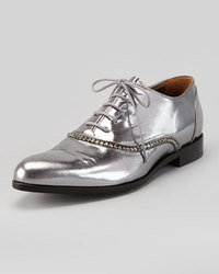 silberne Oxford Schuhe