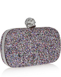 silberne Pailletten Clutch von Alexander McQueen