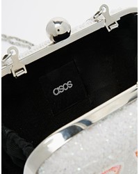 silberne Pailletten Clutch von Asos