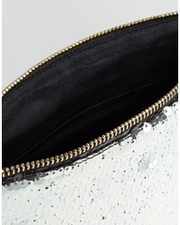 silberne Pailletten Clutch von Oasis