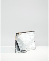 silberne Pailletten Clutch von Oasis