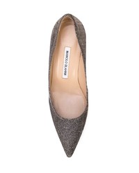 silberne Pailletten Pumps von Manolo Blahnik