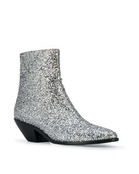 silberne Pailletten Stiefeletten von Saint Laurent