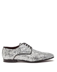 silberne Pailletten Derby Schuhe