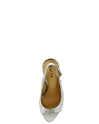 silberne Pailletten Sandaletten von Evita
